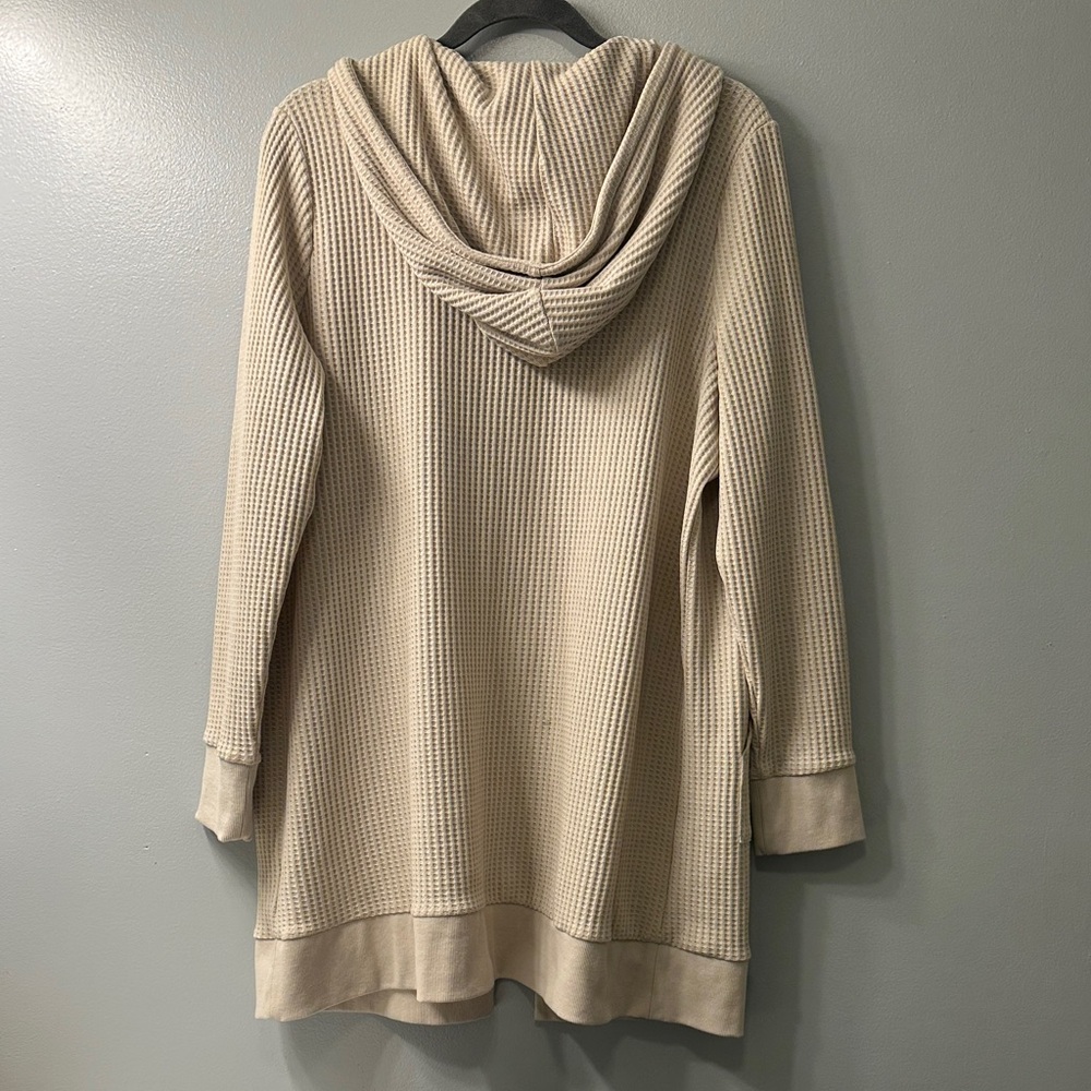 Belle by Kim Gravel Tan Waffle Knit Hooded Cardigan - Picture 3 of 4